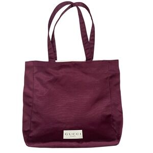 Gucci Beauty Burgundy Recycled Polyester Ribbed Tote‎ Bag Womens Red